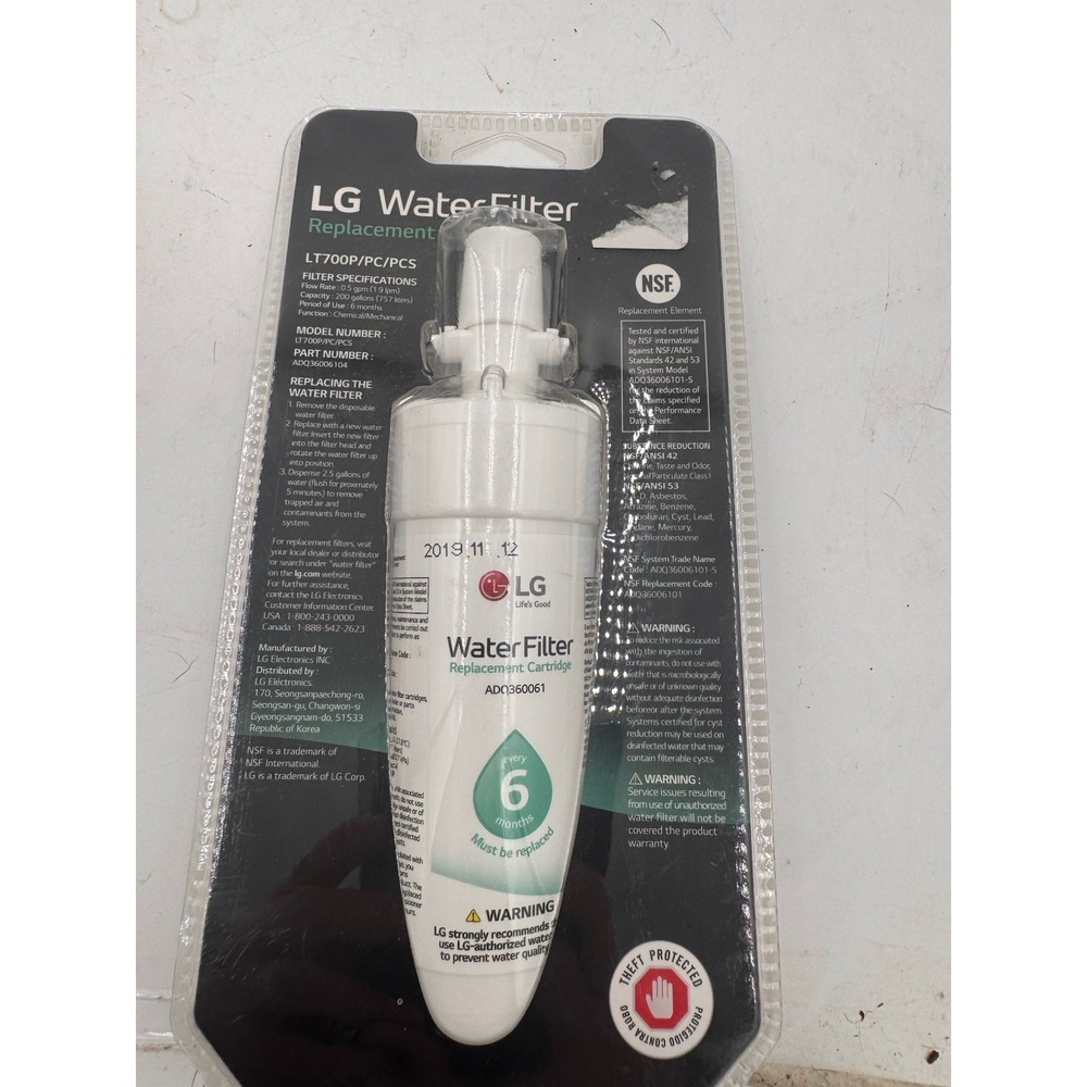 LG Refrigerator Replacement Water Filter LT700P New Sealed